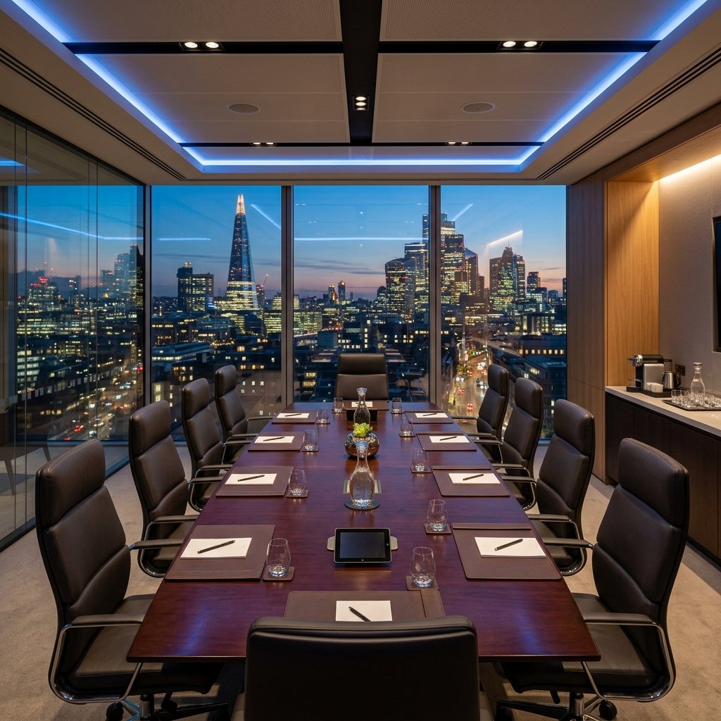 Boardroom metropolis skyline view